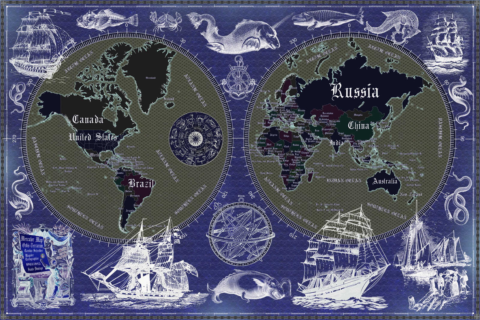 world map, retro map, ancient style
