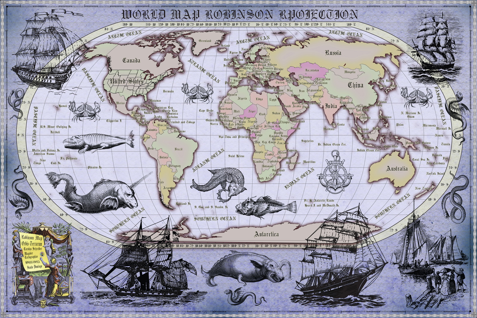 world map, retro map, ancient style