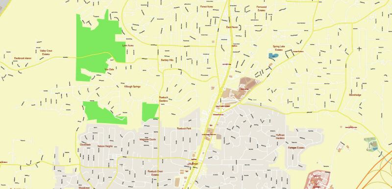 Birmingham Metro Area Alabama USA Vector Map Exact Extra High Detailed Street Map Adobe Illustrator in layers