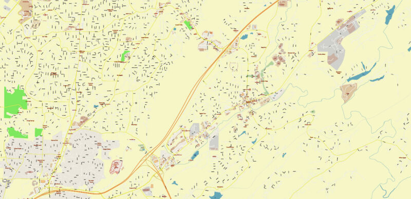 Birmingham Metro Area Alabama USA Vector Map Exact Extra High Detailed Street Map Adobe Illustrator in layers