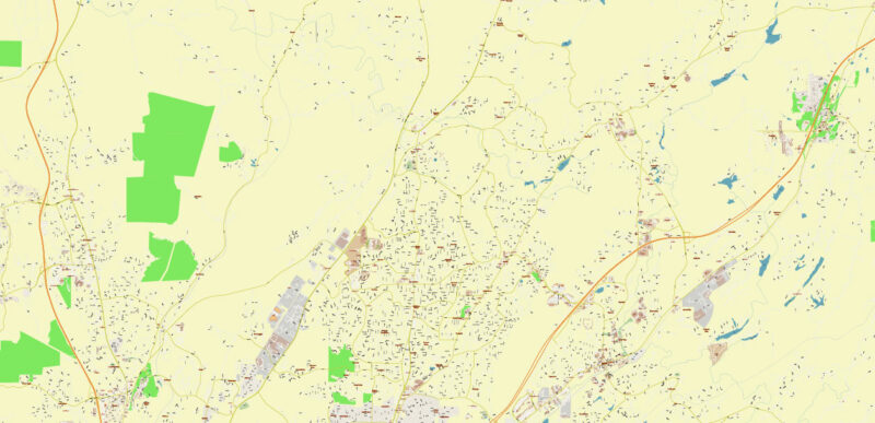 Birmingham Metro Area Alabama USA Vector Map Exact Extra High Detailed Street Map Adobe Illustrator in layers