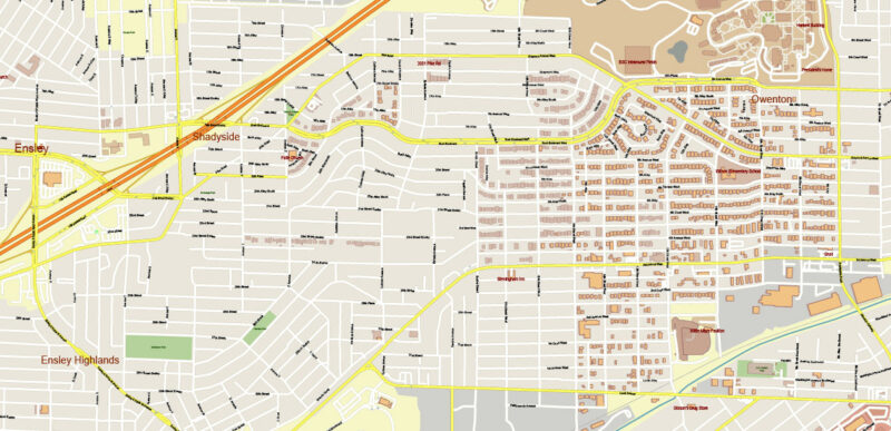 Birmingham Metro Area Alabama USA Vector Map Exact Extra High Detailed Street Map Adobe Illustrator in layers