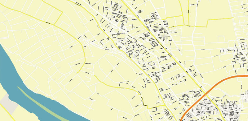 Cairo Metro Area Egypt Vector Map High Detailed Street Map (ENGLISH NAMES) Adobe Illustrator in layers