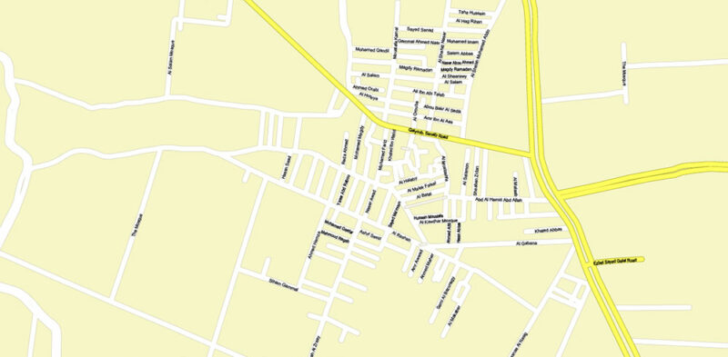 Cairo Metro Area Egypt Vector Map High Detailed Street Map (ENGLISH NAMES) Adobe Illustrator in layers
