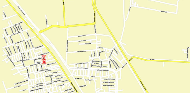 Cairo Metro Area Egypt Vector Map High Detailed Street Map (ENGLISH NAMES) Adobe Illustrator in layers