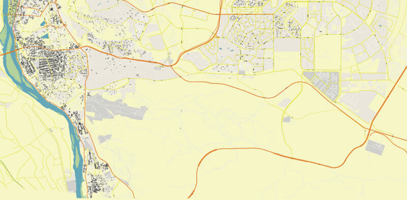 Cairo Metro Area Egypt Vector Map High Detailed Street Map (ENGLISH NAMES) Adobe Illustrator in layers