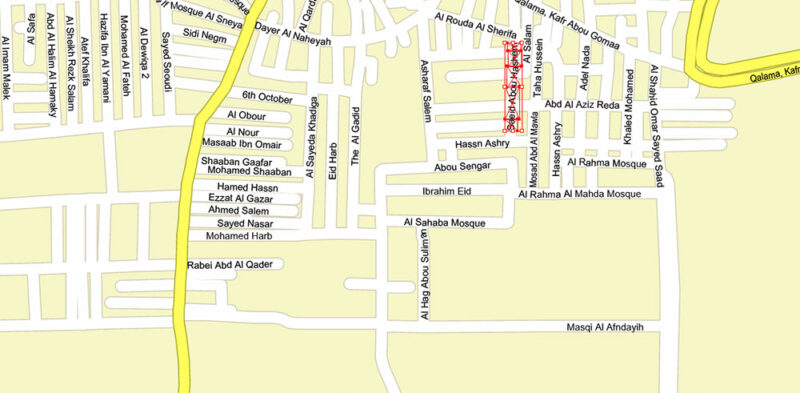 Cairo Metro Area Egypt Vector Map High Detailed Street Map (ENGLISH NAMES) Adobe Illustrator in layers
