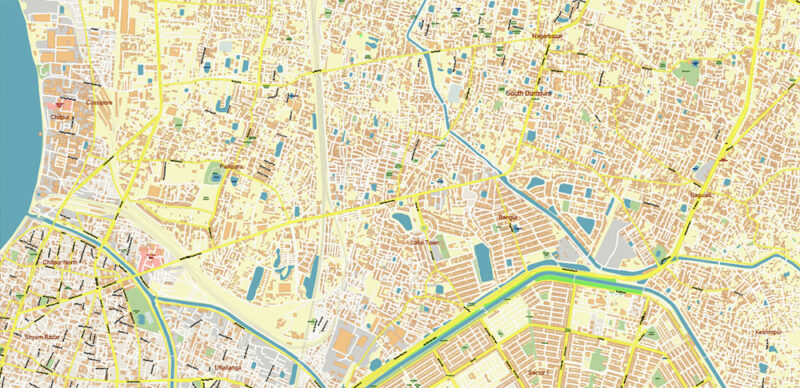 Kolkata India Vector Map Exact Extra High Detailed Street Map Adobe Illustrator in layers