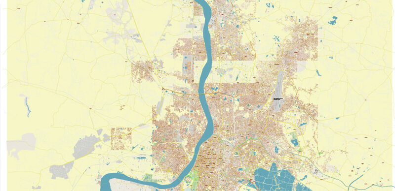 Kolkata India Vector Map Exact Extra High Detailed Street Map Adobe Illustrator in layers