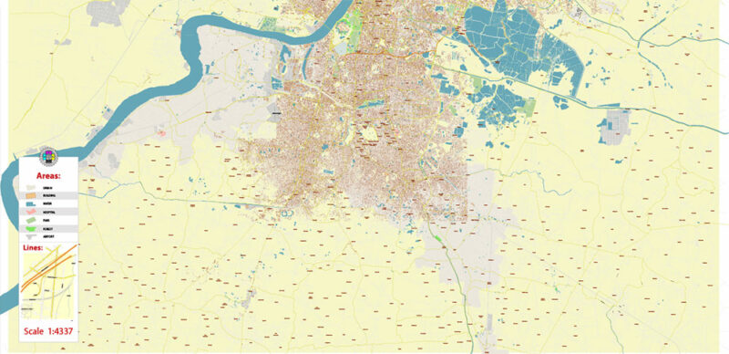 Kolkata India Vector Map Exact Extra High Detailed Street Map Adobe Illustrator in layers