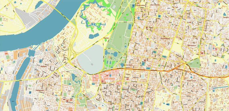 Kolkata India Vector Map Exact Extra High Detailed Street Map Adobe Illustrator in layers
