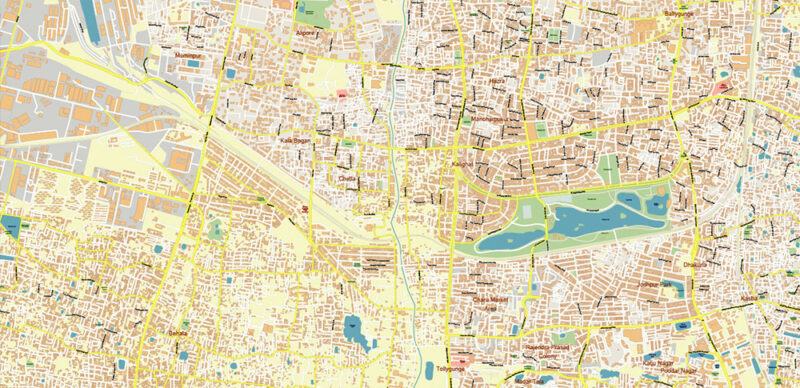 Kolkata India Vector Map Exact Extra High Detailed Street Map Adobe Illustrator in layers
