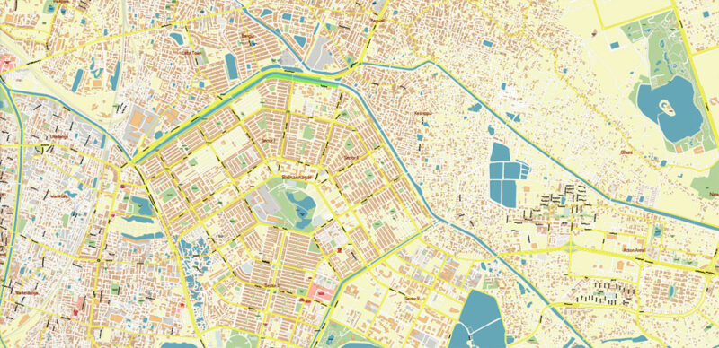 Kolkata India Vector Map Exact Extra High Detailed Street Map Adobe Illustrator in layers