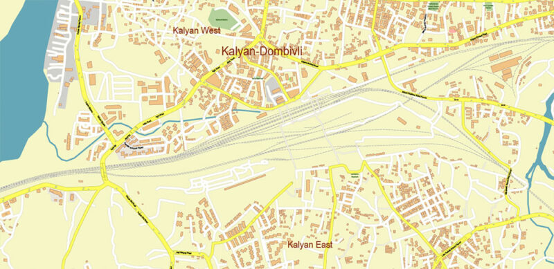 Mumbai India Vector Map Exact Extra High Detailed Street Map Adobe Illustrator in layers