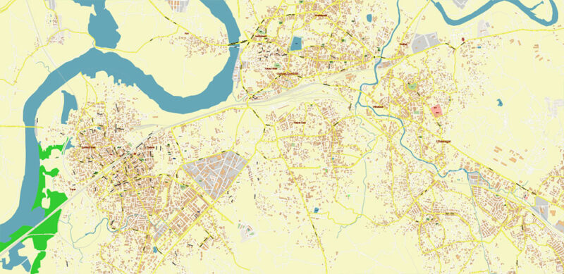 Mumbai India Vector Map Exact Extra High Detailed Street Map Adobe Illustrator in layers