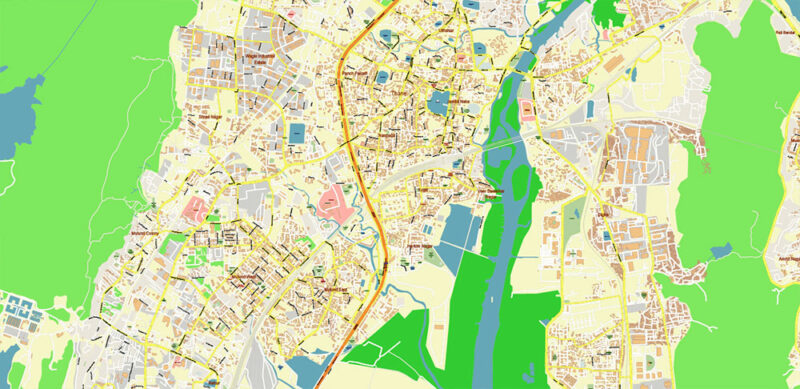 Mumbai India Vector Map Exact Extra High Detailed Street Map Adobe Illustrator in layers