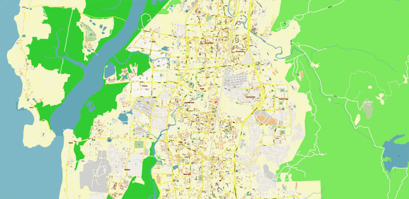 Mumbai India Vector Map Exact Extra High Detailed Street Map Adobe Illustrator in layers