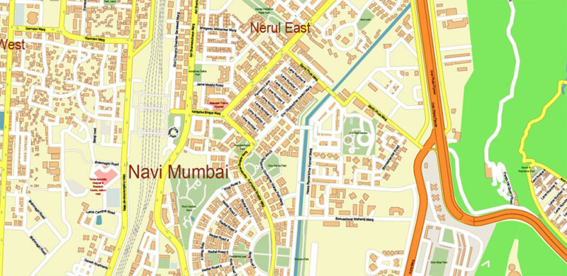 Mumbai India Vector Map Exact Extra High Detailed Street Map Adobe Illustrator in layers