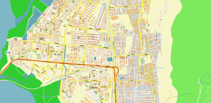 Mumbai India Vector Map Exact Extra High Detailed Street Map Adobe Illustrator in layers