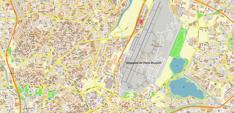 Syngapore 2025 Vector Map Exact Extra High Detailed Street Map Adobe Illustrator in layers