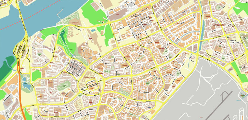 Syngapore 2025 Vector Map Exact Extra High Detailed Street Map Adobe Illustrator in layers