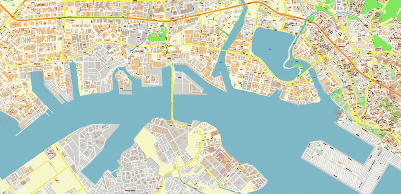 Syngapore 2025 Vector Map Exact Extra High Detailed Street Map Adobe Illustrator in layers