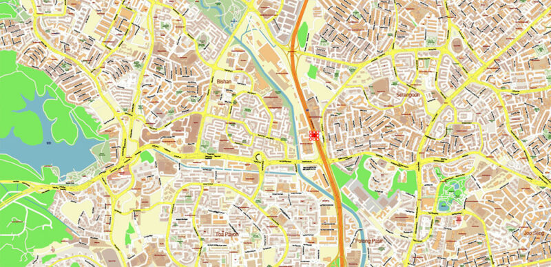 Syngapore 2025 Vector Map Exact Extra High Detailed Street Map Adobe Illustrator in layers