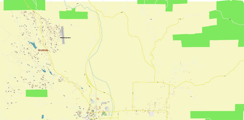 Brooktrails + Willits California USA Vector Map Exact Extra High Detailed Street Map Adobe Illustrator in layers