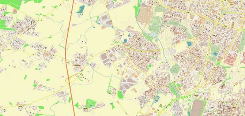 Wroclaw Metro Area Poland Vector Map High Detailed Street Map Adobe Illustrator in layers