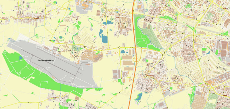 Wroclaw Metro Area Poland Vector Map High Detailed Street Map Adobe Illustrator in layers