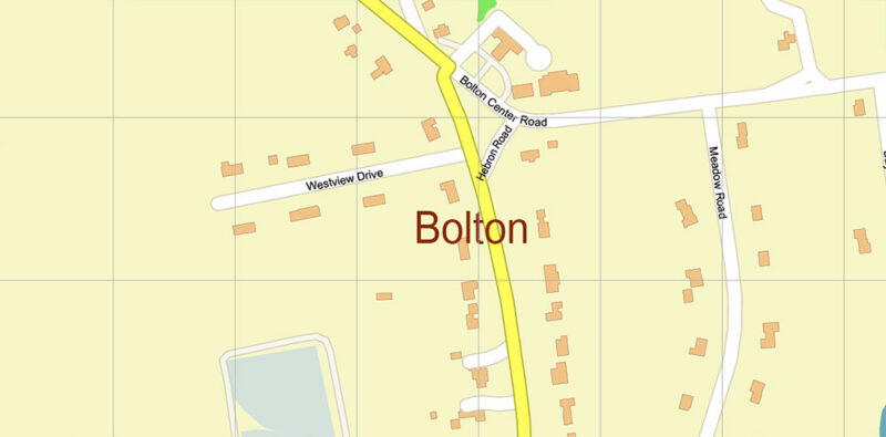 Bolton Connecticut USA Map Vector Exact City Plan High Detailed Street Map editable Adobe Illustrator in layers
