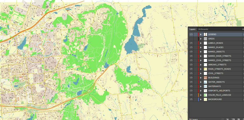 Bolton Connecticut USA Map Vector Exact City Plan High Detailed Street Map editable Adobe Illustrator in layers