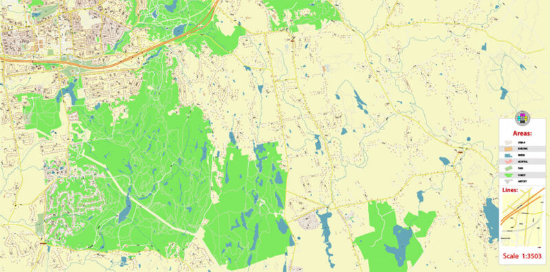Bolton Connecticut USA Map Vector Exact City Plan High Detailed Street Map editable Adobe Illustrator in layers