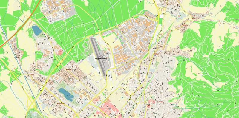 Freiburg im Breisgau Germany Map Vector Exact City Plan High Detailed Street Map editable Adobe Illustrator in layers