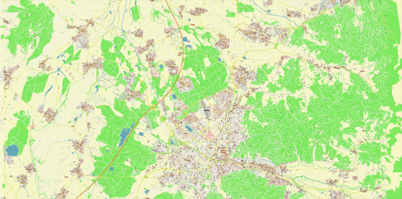 Freiburg im Breisgau Germany Map Vector Exact City Plan High Detailed Street Map editable Adobe Illustrator in layers