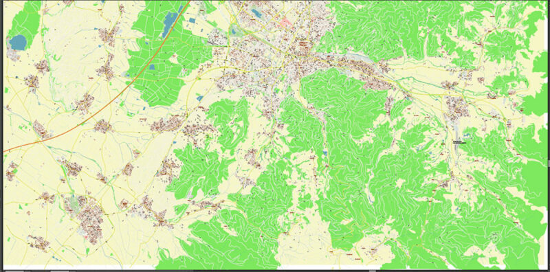 Freiburg im Breisgau Germany Map Vector Exact City Plan High Detailed Street Map editable Adobe Illustrator in layers