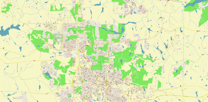 Griffin Georgia USA Map Vector Exact City Plan High Detailed Street Map editable Adobe Illustrator in layers