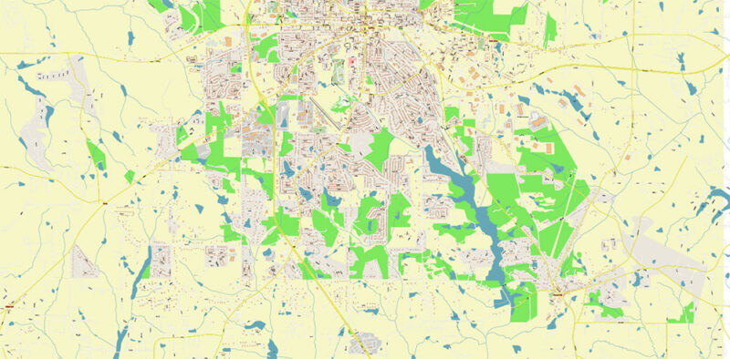 Griffin Georgia USA Map Vector Exact City Plan High Detailed Street Map editable Adobe Illustrator in layers