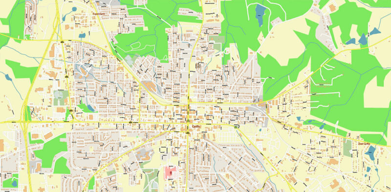 Griffin Georgia USA Map Vector Exact City Plan High Detailed Street Map editable Adobe Illustrator in layers
