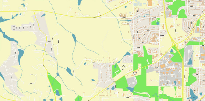 Griffin Georgia USA Map Vector Exact City Plan High Detailed Street Map editable Adobe Illustrator in layers