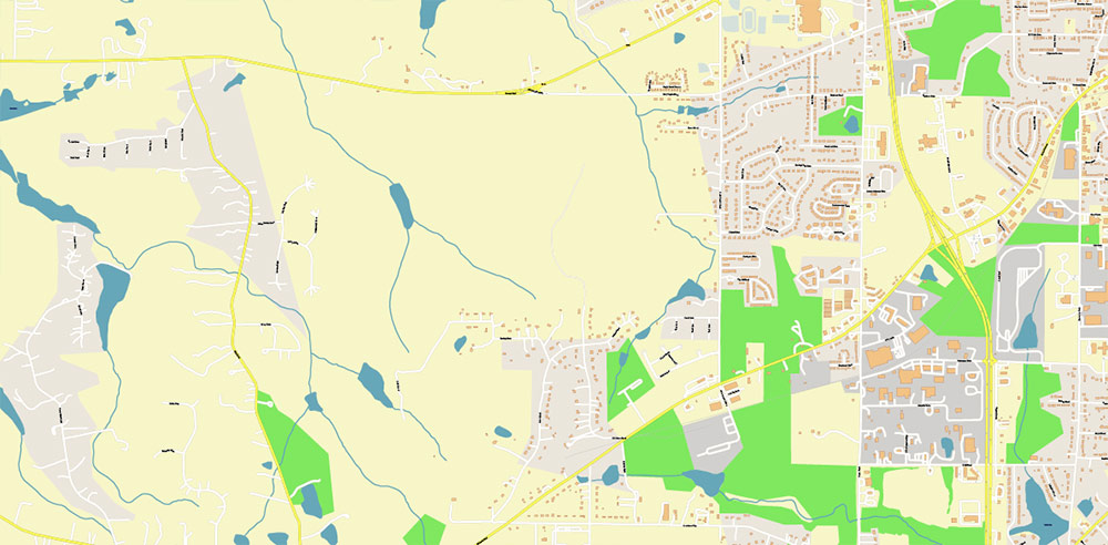 Griffin Georgia USA PDF Map Vector Exact City Plan High Detailed Street Map editable Adobe PDF in layers