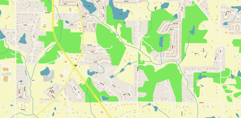 Griffin Georgia USA Map Vector Exact City Plan High Detailed Street Map editable Adobe Illustrator in layers