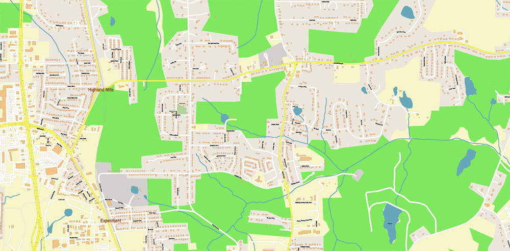 Griffin Georgia USA PDF Map Vector Exact City Plan High Detailed Street Map editable Adobe PDF in layers