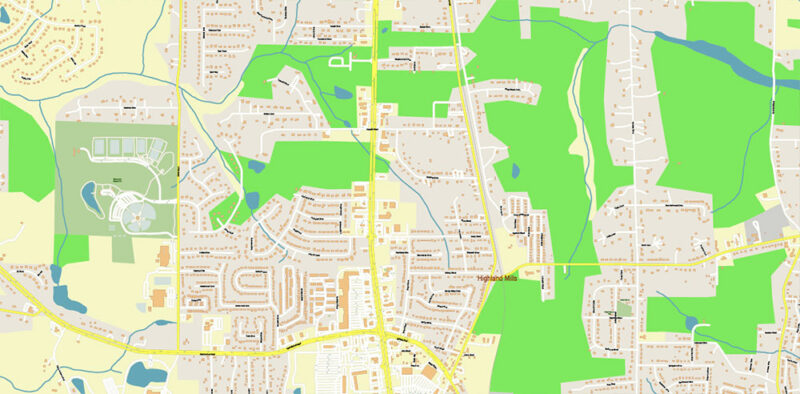 Griffin Georgia USA Map Vector Exact City Plan High Detailed Street Map editable Adobe Illustrator in layers