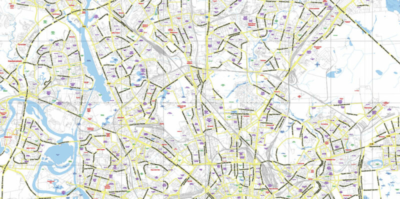 Moscow USSR 1980 vector map military edition (RUSSIAN NAMES) editable layered Adobe Illustrator