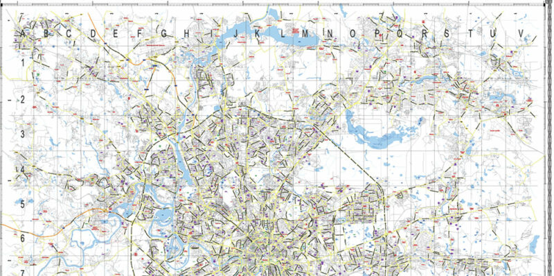 Moscow USSR 1980 vector map military edition (RUSSIAN NAMES) editable layered Adobe Illustrator