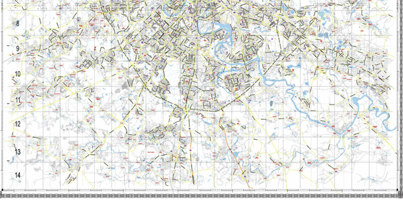 Moscow USSR 1980 vector map military edition (RUSSIAN NAMES) editable layered Adobe Illustrator