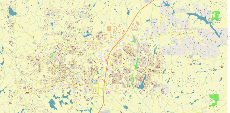 Newnan Georgia USA Map Vector Exact City Plan High Detailed Street Map editable Adobe Illustrator in layers
