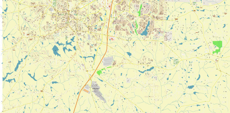 Newnan Georgia USA Map Vector Exact City Plan High Detailed Street Map editable Adobe Illustrator in layers