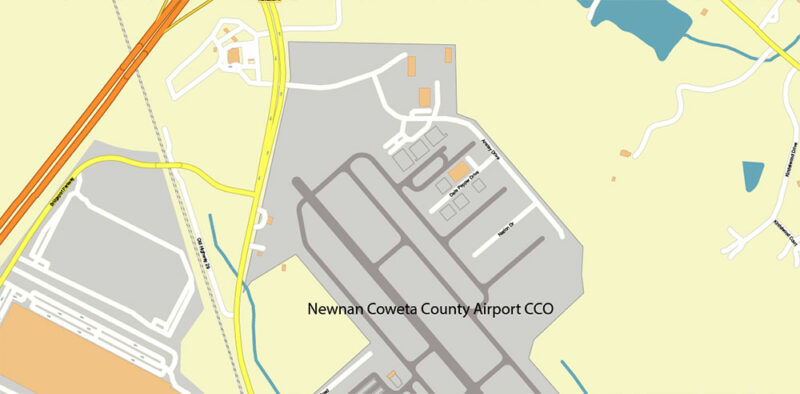 Newnan Georgia USA Map Vector Exact City Plan High Detailed Street Map editable Adobe Illustrator in layers